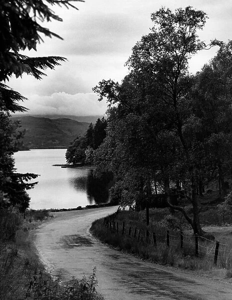 Roadside view of Loch Ard, a body of fresh water in the Loch Lomond