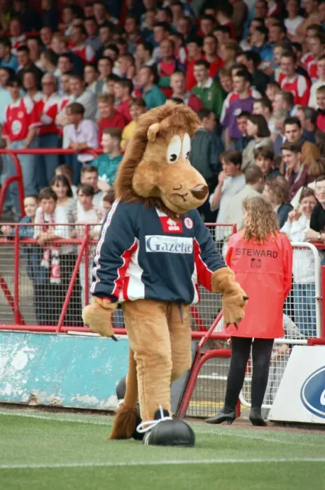 Framed Print : Roary, the Boro Lion mascot, makes his debut at Ayresome Park at a Charity Gala Day