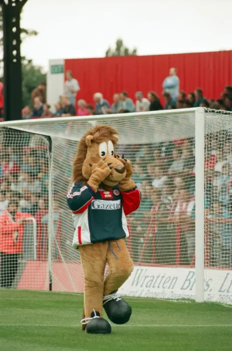 Framed Print : Roary, the Boro Lion mascot, makes his debut at Ayresome Park at a Charity Gala Day