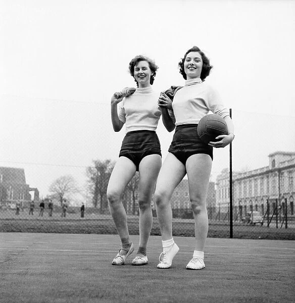 Roath Park ladies netball team. In briefs Shirley Vaisey with ball Nancy Evans
