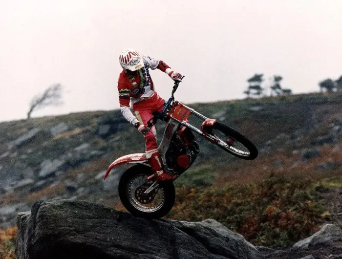 Framed Print : Rob Crawford MotorBike racer Competing in motorcycle trials in Richmond North Yorks