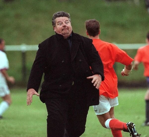 Robbie Coltrane Actor at a celebrity football match