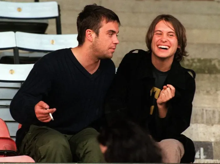 Framed Print : Robbie Williams and Mark Owen back together for a charity football match at Fulham FC Framed Print : Robbie Williams and Mark Owen back together for a charity football match at Fulham FC