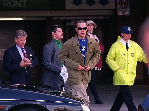 Robbie Williams pop singer August 1994 Pictured in Glasgow on way to Rangers versus