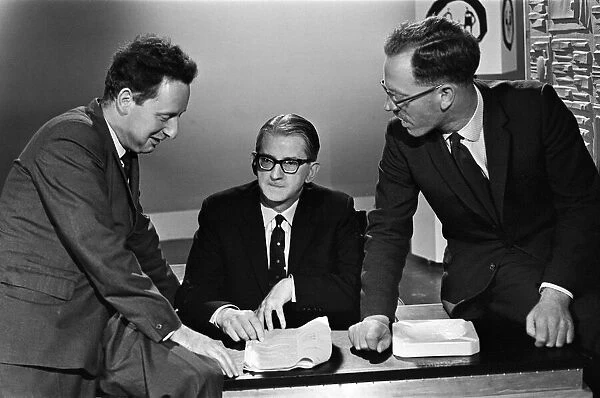 Robert Cant, in the middle, during TV University filming. 3rd September 1964