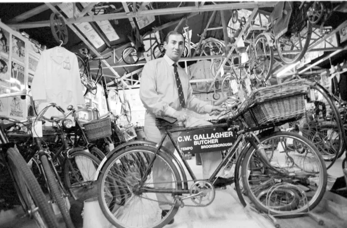 Framed Print : Robert Coalter curator and restorer of vintage bikes at the Brookeborough Vintage Cycle