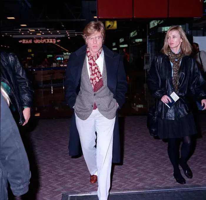 Framed Print : Robert Redford actor at London airport with unidentified womam