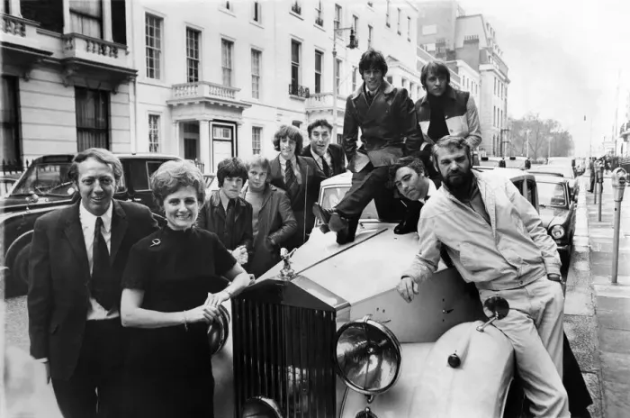 Framed Print : Robert Stigwood, extreme left, with some fellow directors of his new firm including Framed Print : Robert Stigwood, extreme left, with some fellow directors of his new firm including