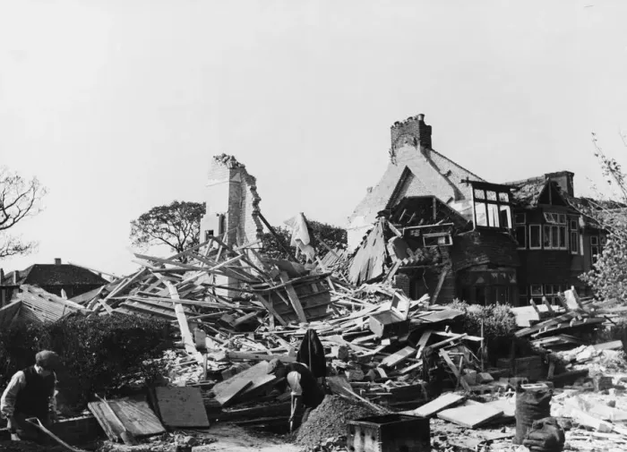 Framed Print : Robot bomb plane falls on dwelling houses at Arlington Road, Southgate Framed Print : Robot bomb plane falls on dwelling houses at Arlington Road, Southgate