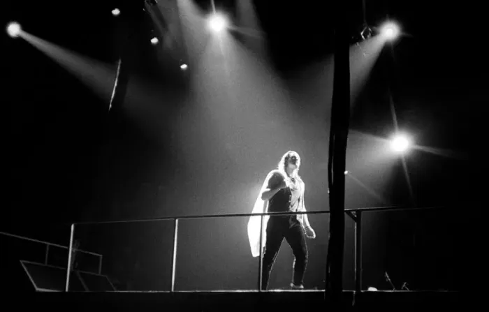 Framed Print : Rock group U2 in concert in USA - May 1987 Bono under the spotlight Framed Print : Rock group U2 in concert in USA - May 1987 Bono under the spotlight
