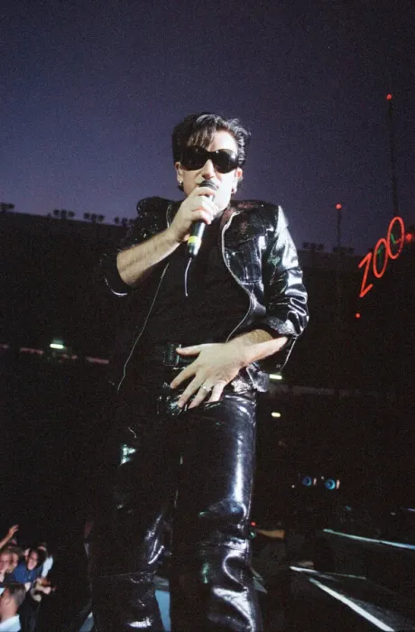 Framed Print : Rock group U2 performing on stage at Cardiff Arms Park led by singer Bono Framed Print : Rock group U2 performing on stage at Cardiff Arms Park led by singer Bono