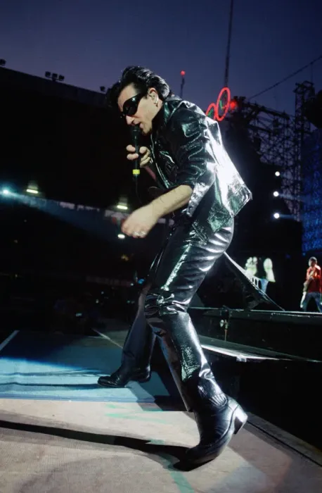 Framed Print : Rock group U2 performing on stage at Cardiff Arms Park led by singer Bono Framed Print : Rock group U2 performing on stage at Cardiff Arms Park led by singer Bono