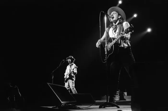 Framed Print : Rock group U2 performing on stage at the National Exhibition Centre in Birmingham