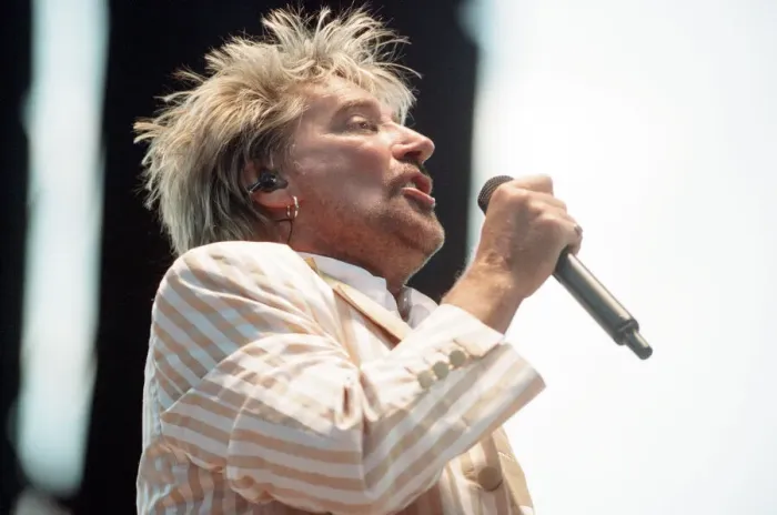 Framed Print : Rock star Rod Stewart performs some of his most famous hits during a gig at Villa Park Framed Print : Rock star Rod Stewart performs some of his most famous hits during a gig at Villa Park