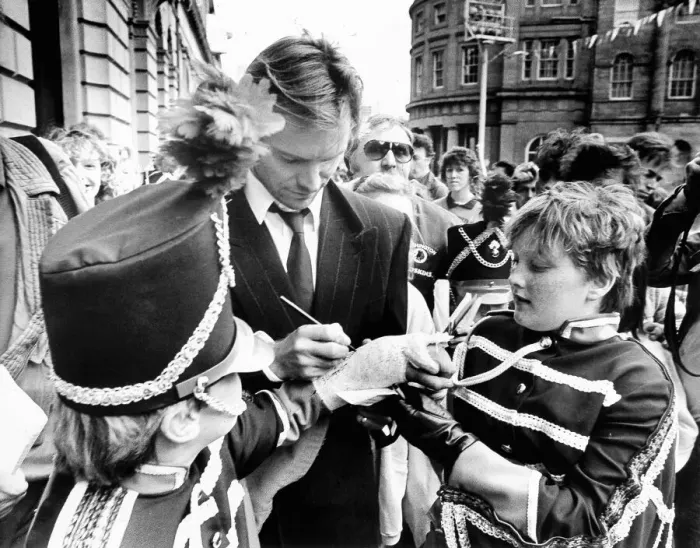 Framed Print : Rock star turned film star Sting was beseiged by autograph hunters when he returned to