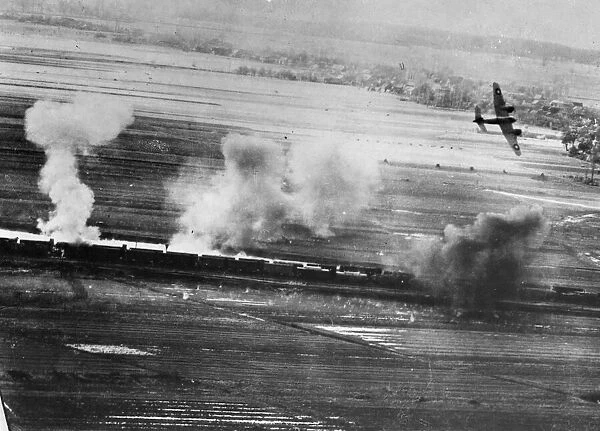 Rocket-firing RAF Beaufighters of the Balkan Air force are attacking the enemy
