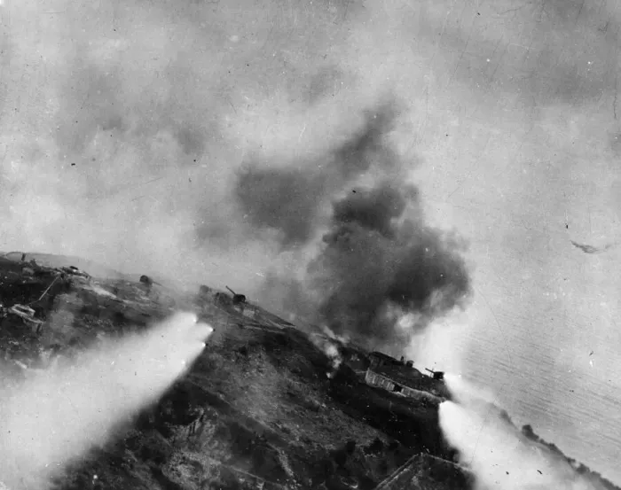 Framed Print : Rockets from South African Air Force Beaufighters of the Balkan Air Force streaking Framed Print : Rockets from South African Air Force Beaufighters of the Balkan Air Force streaking