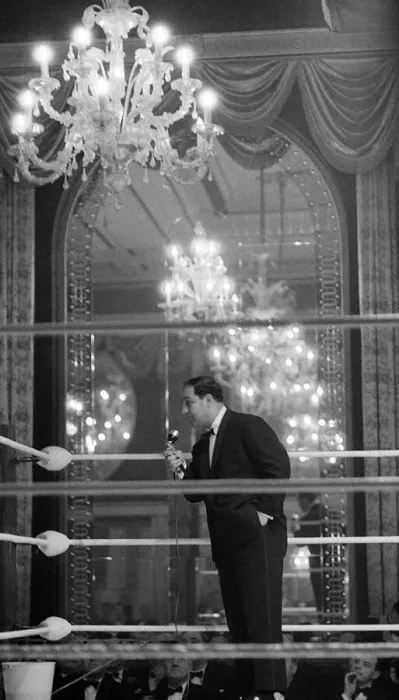 Framed Print : Rocky Marciano January 1962 at The Cafe Royal in London talking to members of Framed Print : Rocky Marciano January 1962 at The Cafe Royal in London talking to members of