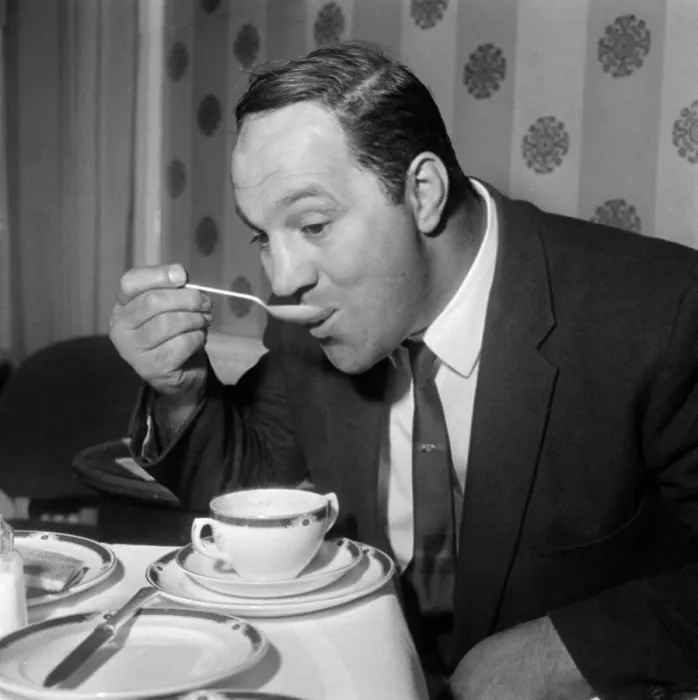 Framed Print : Rocky Marciano November 1963 Boxer at The Midland Hotel enjoying some pea-soup Framed Print : Rocky Marciano November 1963 Boxer at The Midland Hotel enjoying some pea-soup