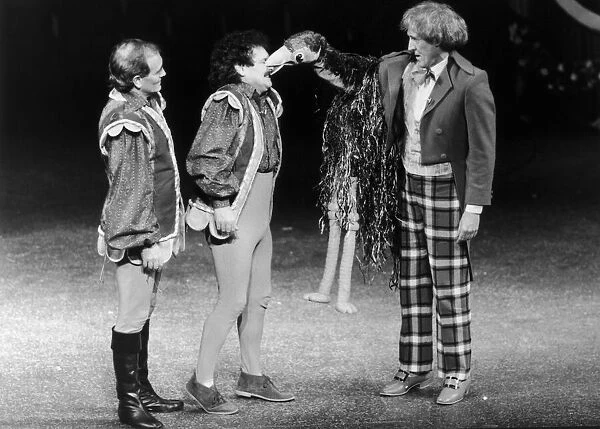 Rod Hull and Emu seen here on stage with Tommy Canon and Bobby Ball during a performance