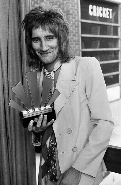 Rod Stewart of The Faces with his Top male singer award at The Oval Pop Festival