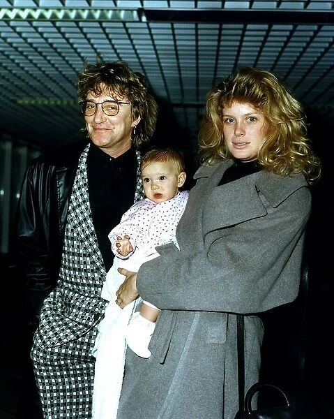 Rod Stewart and his Family Wife Rachel Hunter and their Daughter Renee