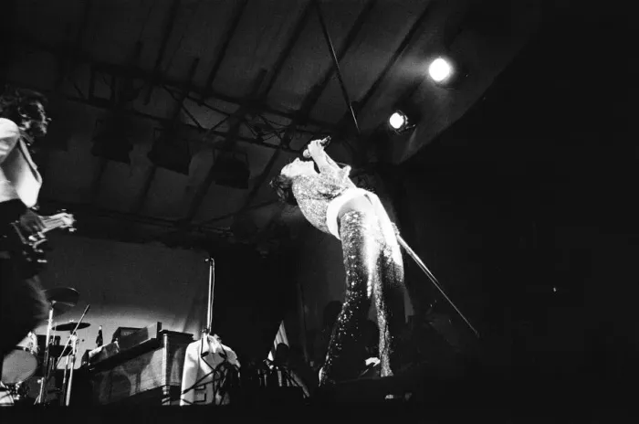 Framed Print : Rod Stewart (right) and bass player Ronnie Lane (left) onstage The Faces
