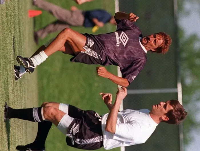 Framed Print : Rod Stewart training with Tosh Mckinlay Scotland and Celtic Hartford Connecticut America Framed Print : Rod Stewart training with Tosh Mckinlay Scotland and Celtic Hartford Connecticut America