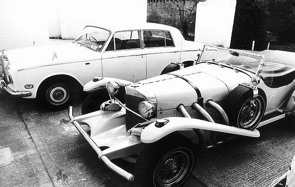 Rod Stewarts Rolls Royce and Excalibur car in 1975 at his home in Windsor