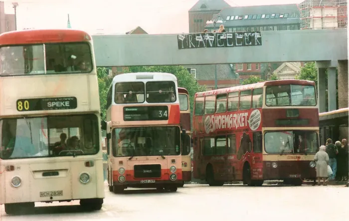 Framed Print : Roe Street, Liverpool, L1, Merseyside. England. Buses at Roe Street