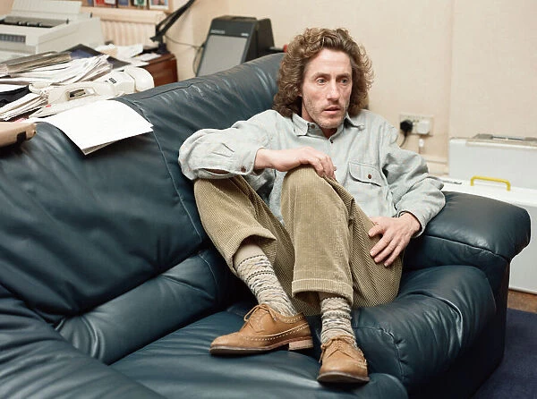 Roger Daltrey, lead singer of British rock group The Who, pictured in his London office