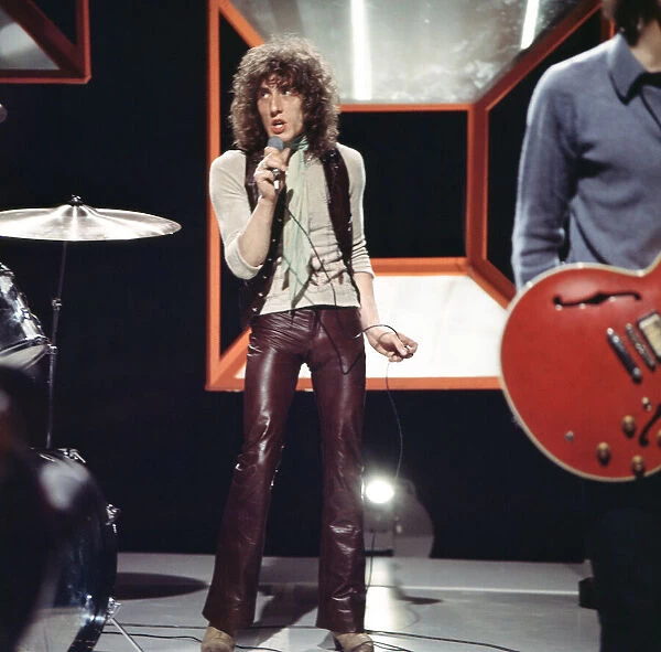 Roger Daltrey, lead singer of The Who rock group, performing on the television programme