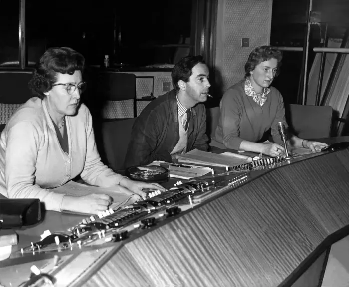 Framed Print : Roger Jenkins (centre, smoking) producer of the BBC television programme Z Cars seen in