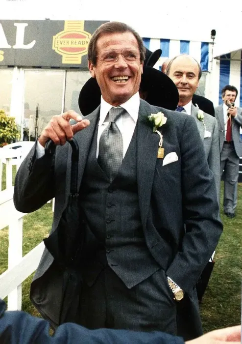Framed Print : Roger Moore Actor At The Epsom Derby Horseracing July 1989 Framed Print : Roger Moore Actor At The Epsom Derby Horseracing July 1989