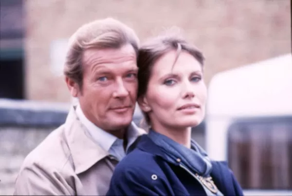 Roger Moore actor and Maud Adams star in the film Octopussy September 1982