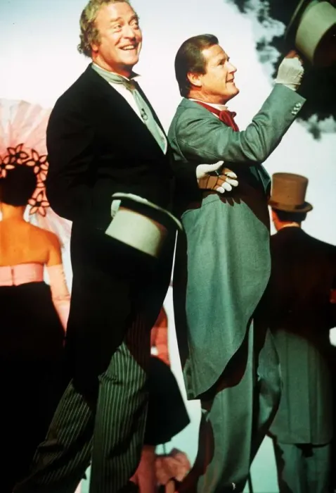 Framed Print : Roger Moore Film Actor with Michael Caine at the Queen Mums 90th Birthday at the London