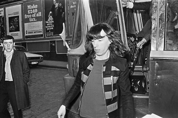Rolling Stones arriving at Empire Theatre, Liverpool, England. 12th March 1971