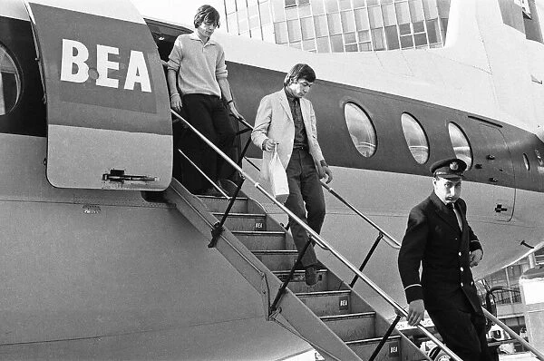 Rolling Stones arriving at Manchester Airport for concert at the Belle Vue theatre