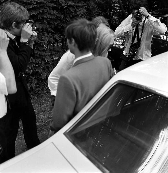 Rolling Stones: Brian Jones death. July 1969 blonde, Anna Wohlin leaving Cotchford Farm