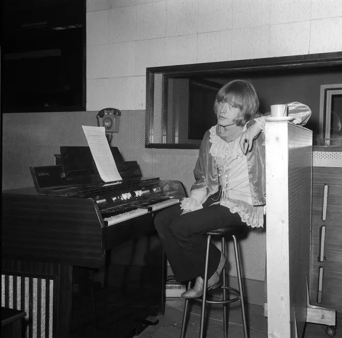 Framed Print : Rolling Stones: Brian Jones at Melotron keyboard sitting in the Olympic Recording Studio Framed Print : Rolling Stones: Brian Jones at Melotron keyboard sitting in the Olympic Recording Studio