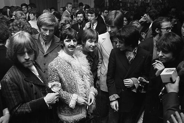 Rolling Stones Brian Jones, Ringo Starr and Grapefruit at a launch party to celebrate