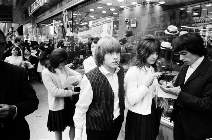 Framed Print : The Rolling Stones on Broadway. Brian Jones and Bill Wyman signing autographs Framed Print : The Rolling Stones on Broadway. Brian Jones and Bill Wyman signing autographs