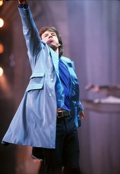 Rolling Stones in concert at Wembley Stadium 12th June 1999 Mick Jagger arm raised