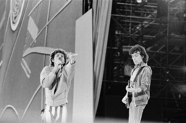 The Rolling Stones European Tour 1982. Wembley Stadium. Mick Jagger and Bill Wyman
