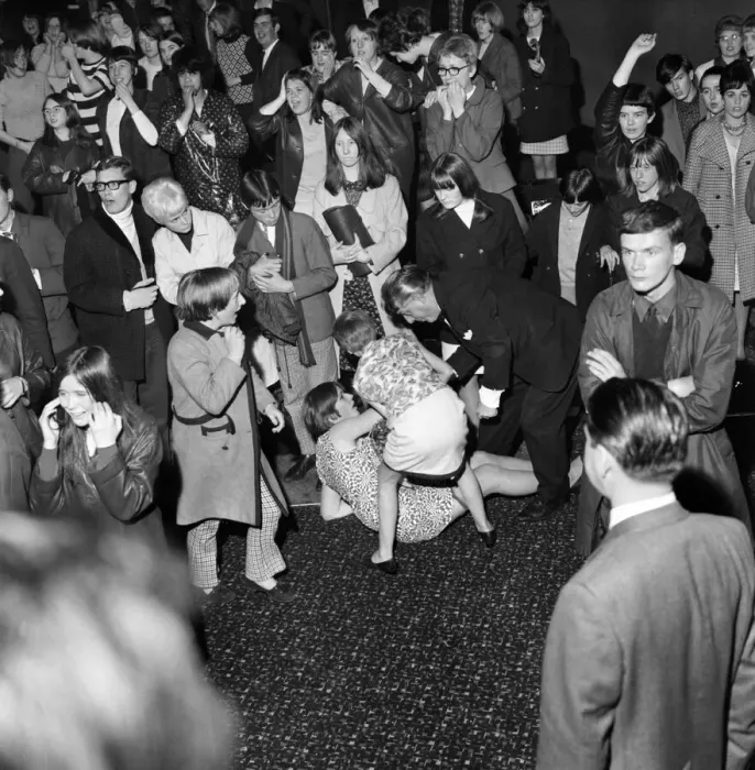 Framed Print : Rolling Stones fans at Apollo Theatre Manchester. 28 September 1966 during their tour Framed Print : Rolling Stones fans at Apollo Theatre Manchester. 28 September 1966 during their tour