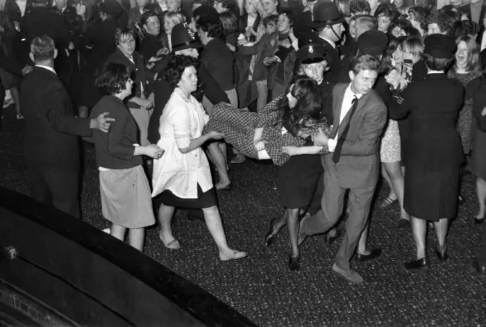 Framed Print : Rolling Stones fans at Apollo Theatre Manchester. 28 September 1966 during their tour Framed Print : Rolling Stones fans at Apollo Theatre Manchester. 28 September 1966 during their tour