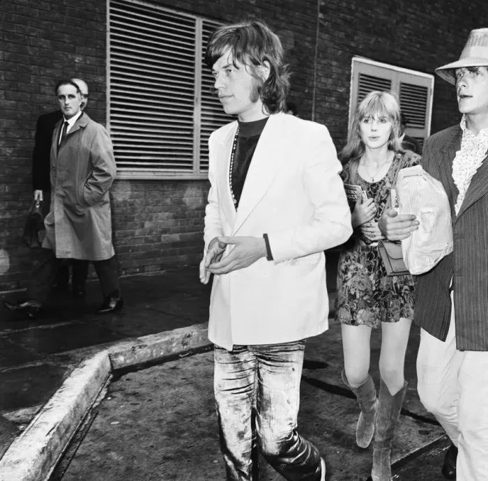 Framed Print : Rolling Stones lead singer Mick Jagger arrives at London Heathrow Airport with Marianne Framed Print : Rolling Stones lead singer Mick Jagger arrives at London Heathrow Airport with Marianne