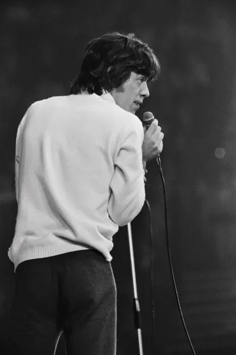 Framed Print : Rolling Stones lead singer Mick Jagger performing on stage at the New Musical Express