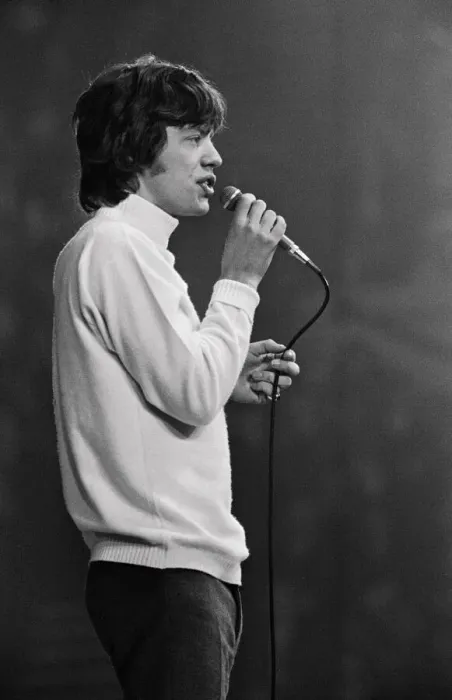 Framed Print : Rolling Stones lead singer Mick Jagger performing on stage at the New Musical Express