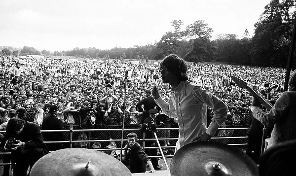 The Rolling Stones at Longleat, home of Lord Bath. Mick Jagger on stage